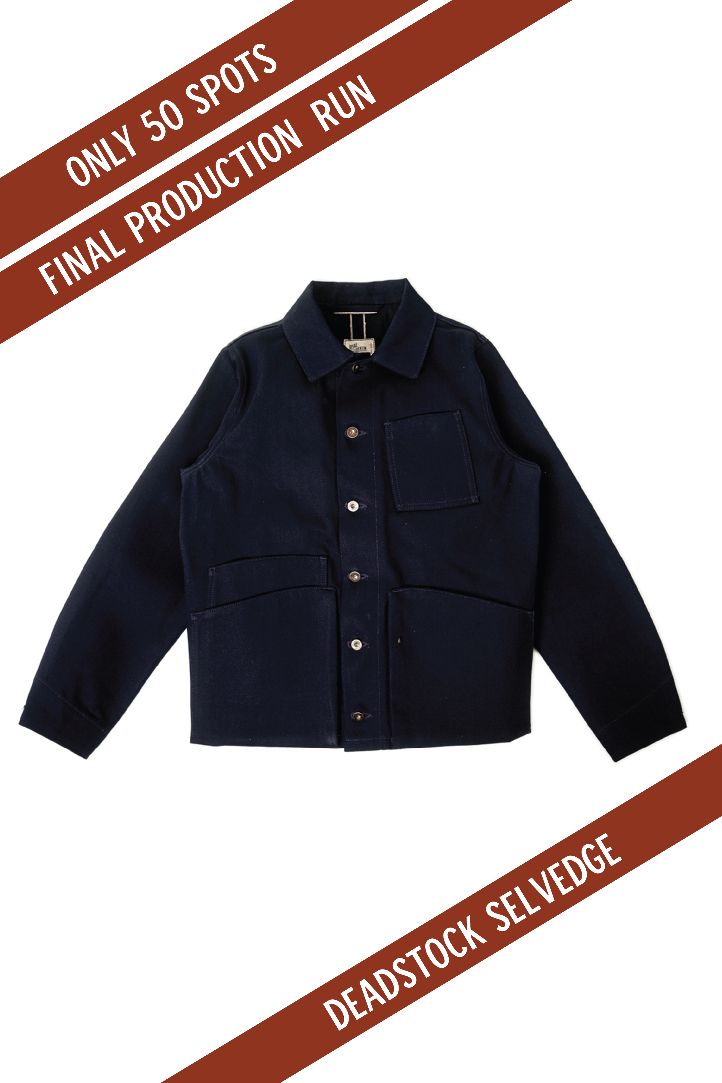 Amos Chore Coat - Indigo/Black - Rigid 14oz American Selvedge Denim - Preorder