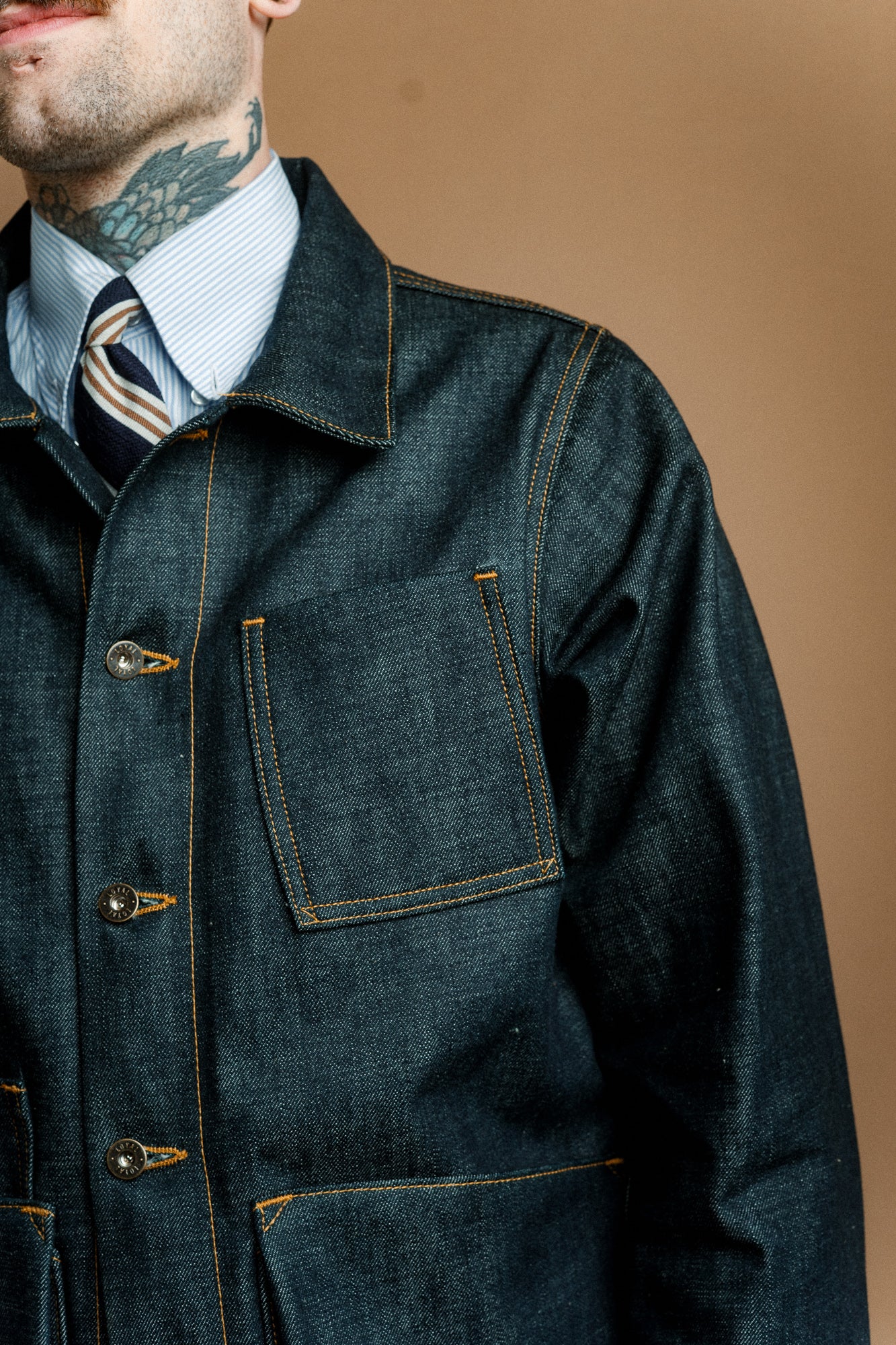 Amos Chore Coat - Rigid 15oz Japanese Selvedge Denim - ready to ship