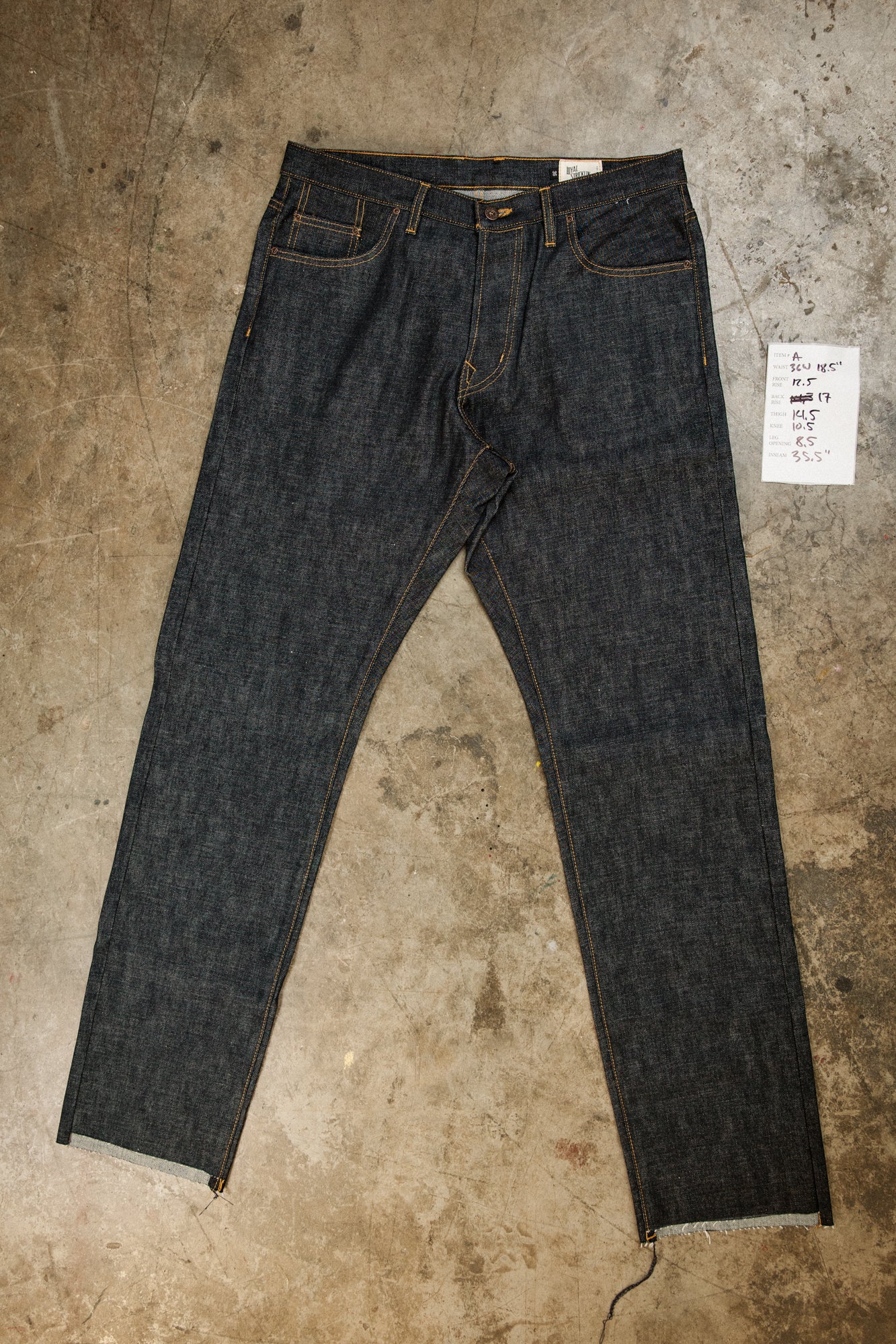 Item A - Straight Leg Jean - 34W x 35.5L - 15oz selvedge denim