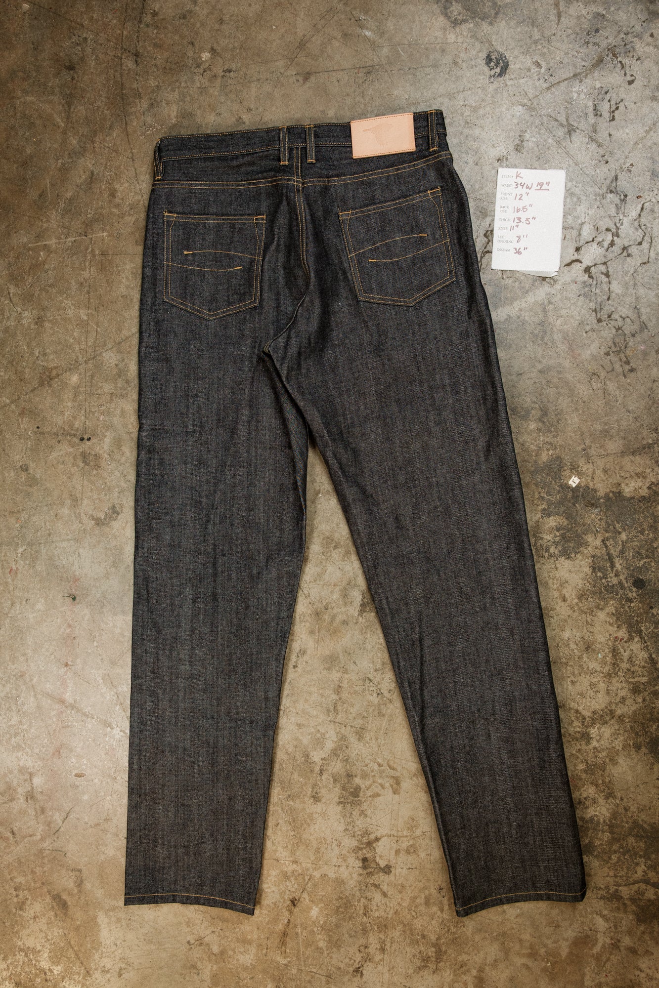 item K - stratton - 34 36 - factory sample 14oz selvedge