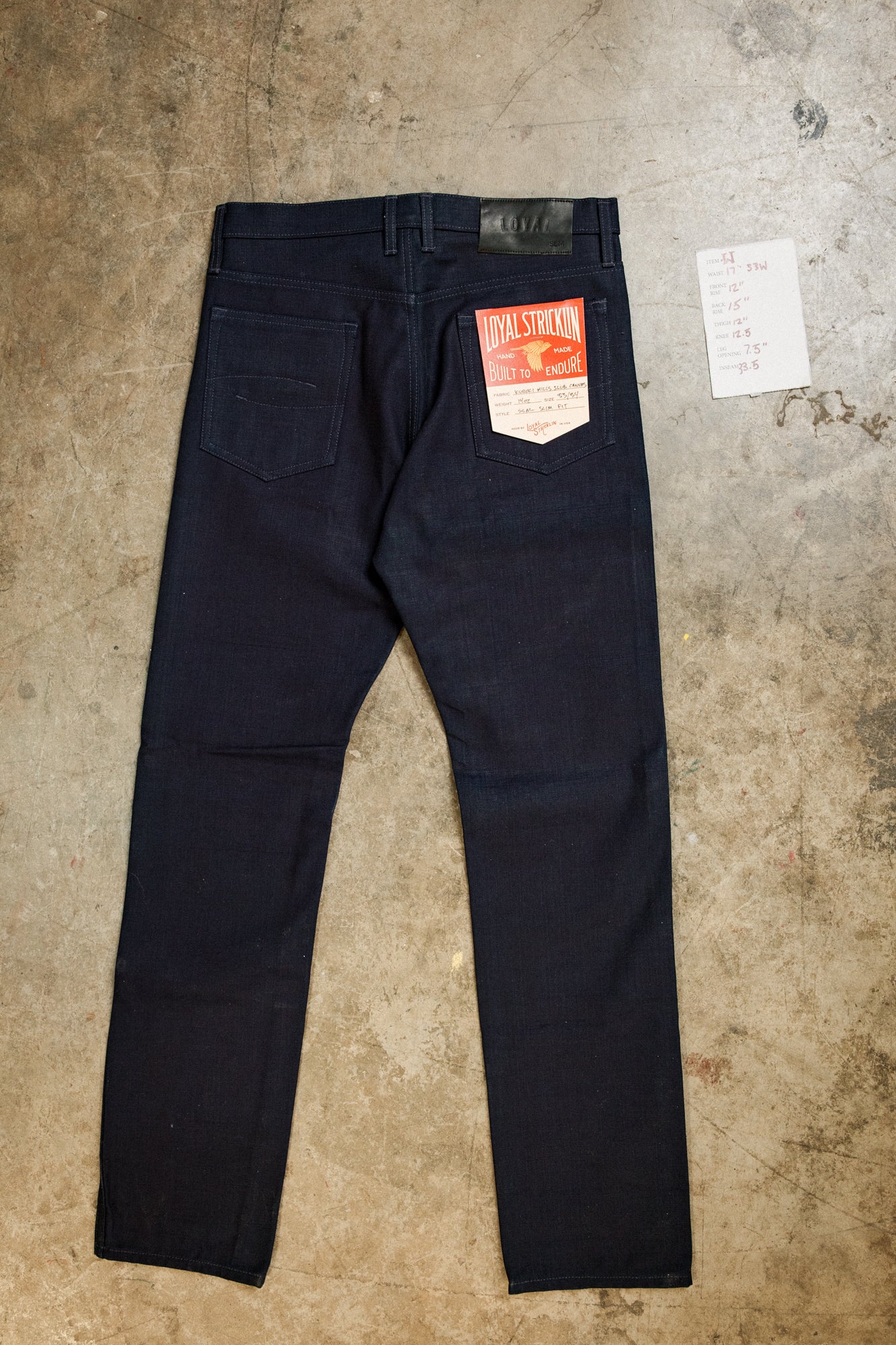 item w - 14oz kuroki slub canvas - 33 x 33.5 Slim fit