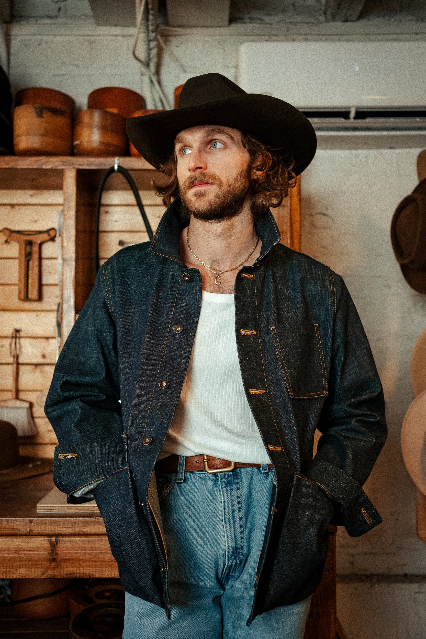 Amos Chore Coat - Rigid 15oz Japanese Selvedge Denim