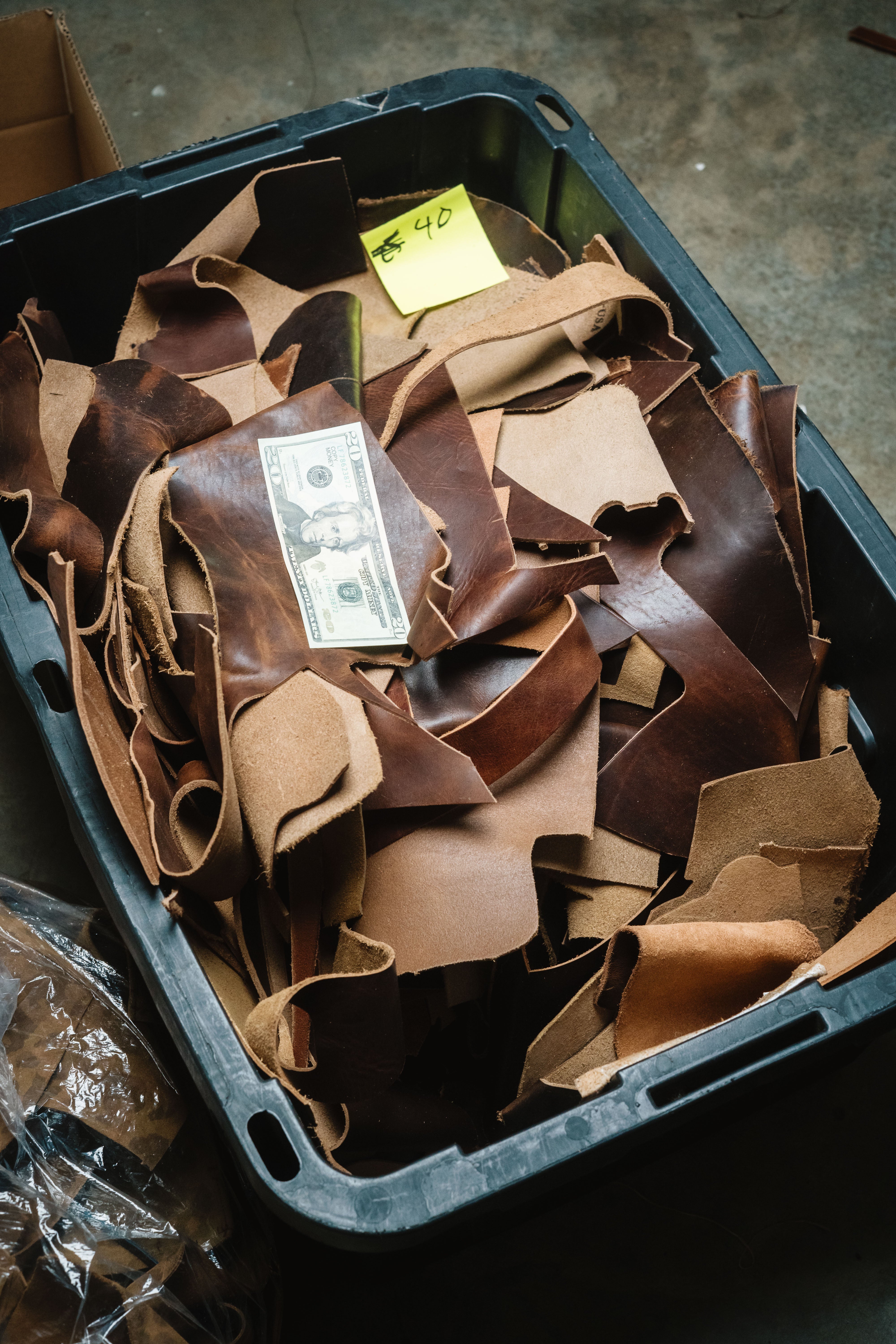 Leather Scraps - 5 lb -Horween Brown Nut Derby - NO FREE SHIPPING ON THIS ITEM