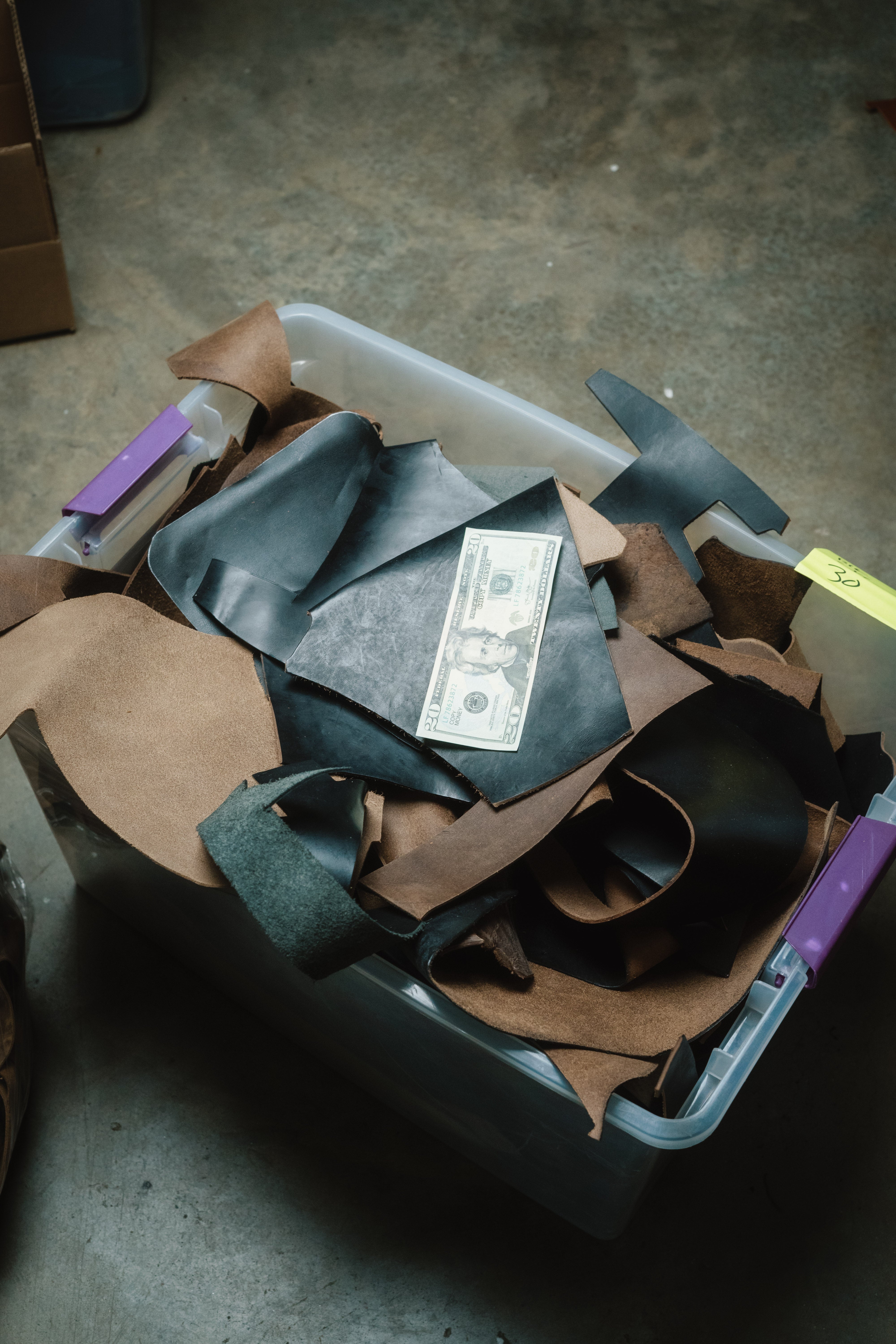 Leather Scraps - 5 lb - Black Chromexcel - No Free Shipping Allowed on this Item
