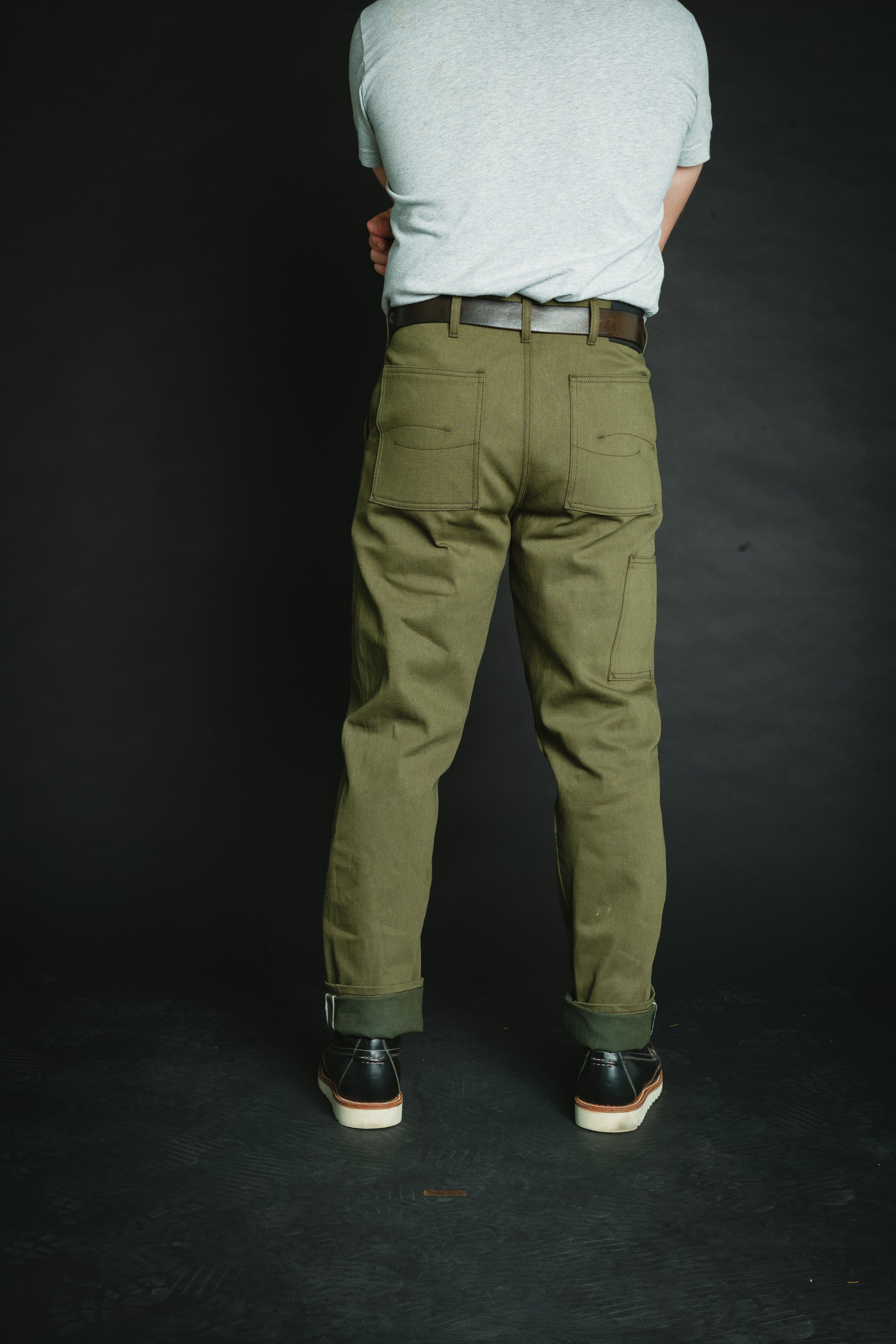Work Trouser - 15oz Nihon Menpu Olive Selvedge Denim - Size 34 waist