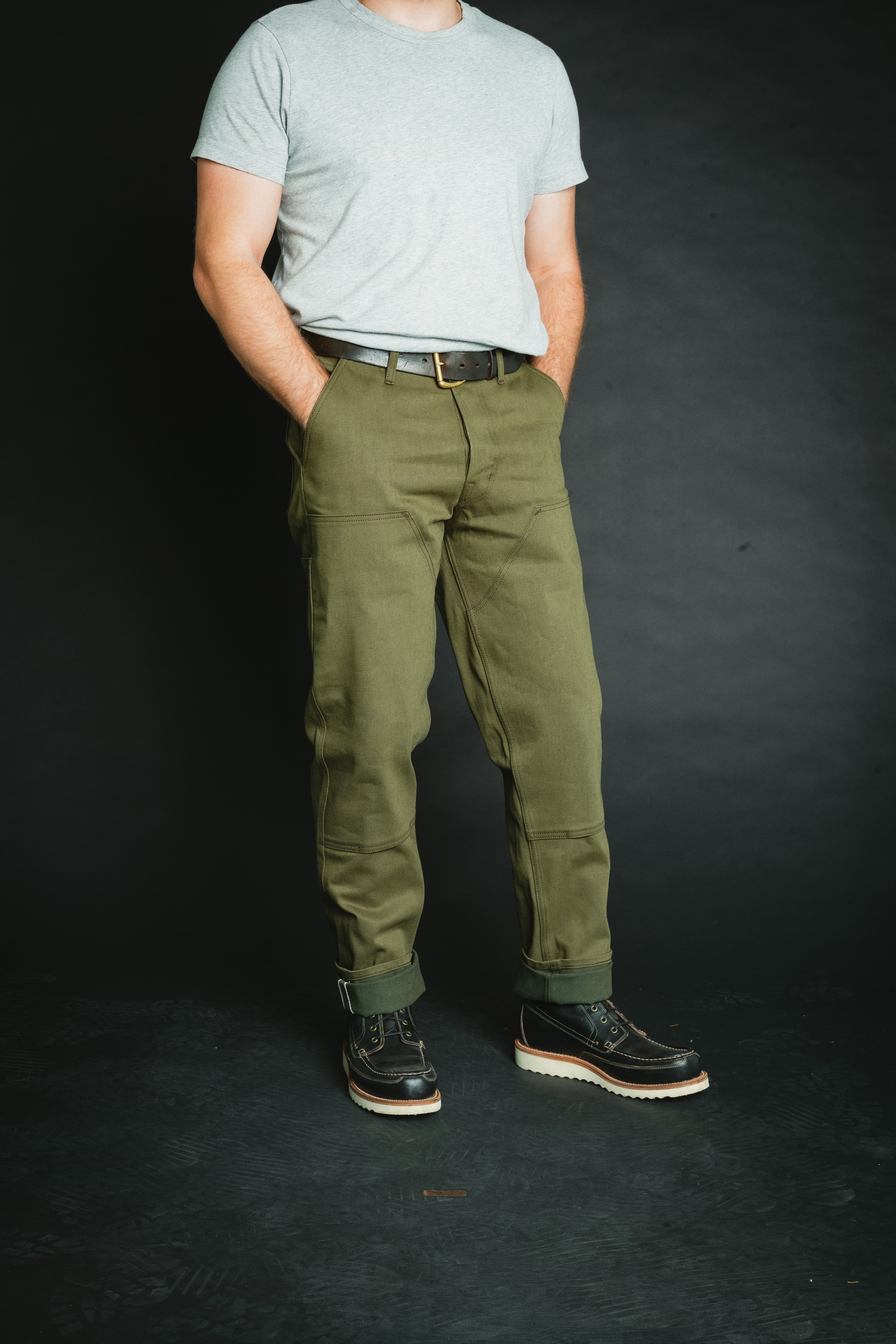 Work Trouser - 15oz Nihon Menpu Olive Selvedge Denim - Size 34 waist