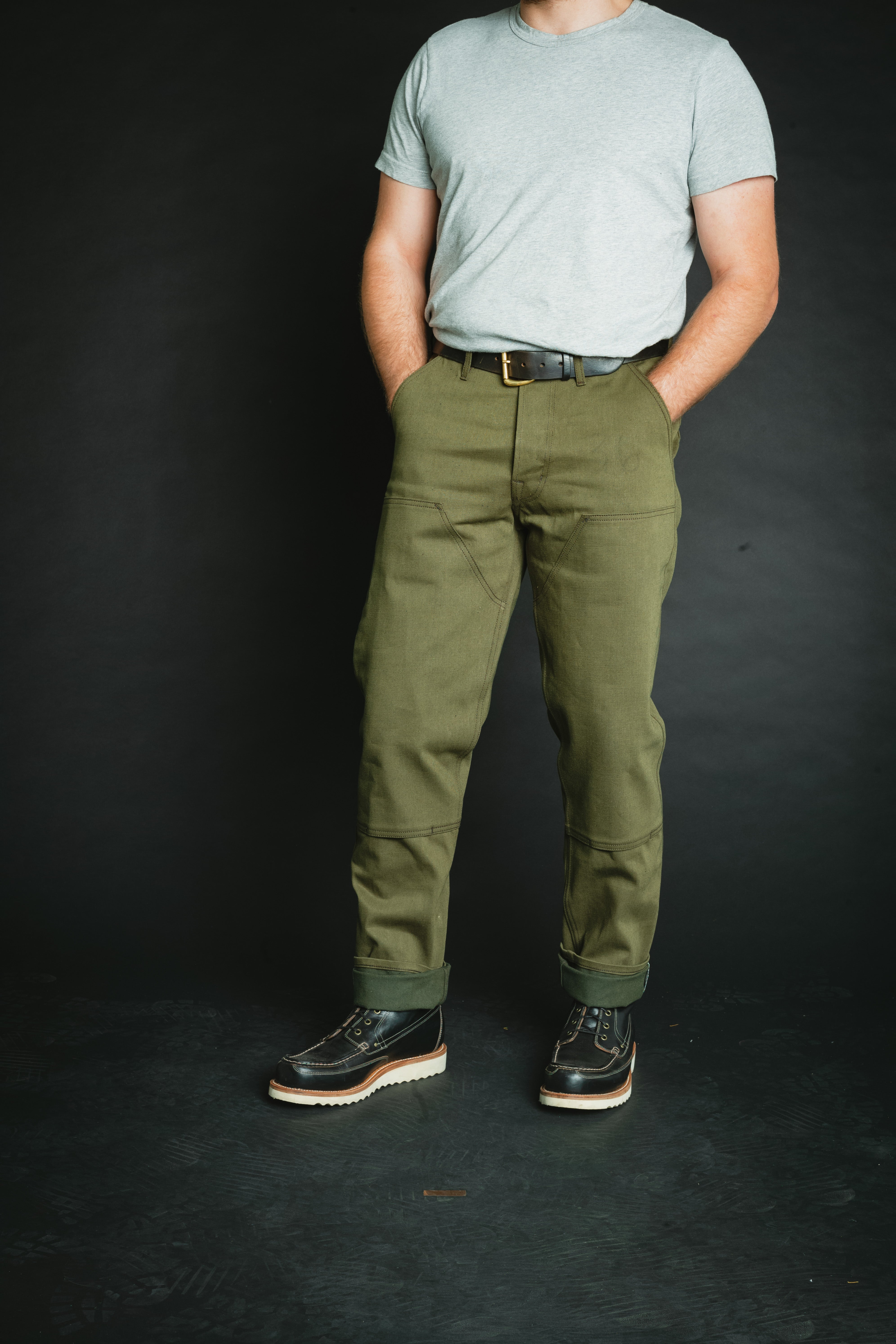 Work Trouser - 15oz Nihon Menpu Olive Selvedge Denim - Size 34 waist