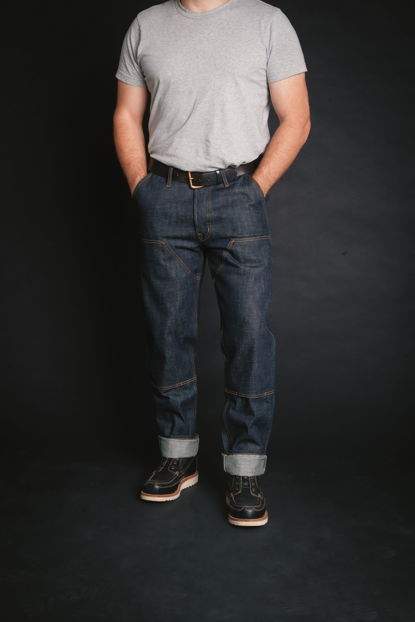 Double Front Work Trouser - 15oz Kuroki Slubdot Indigo - 27 x 36
