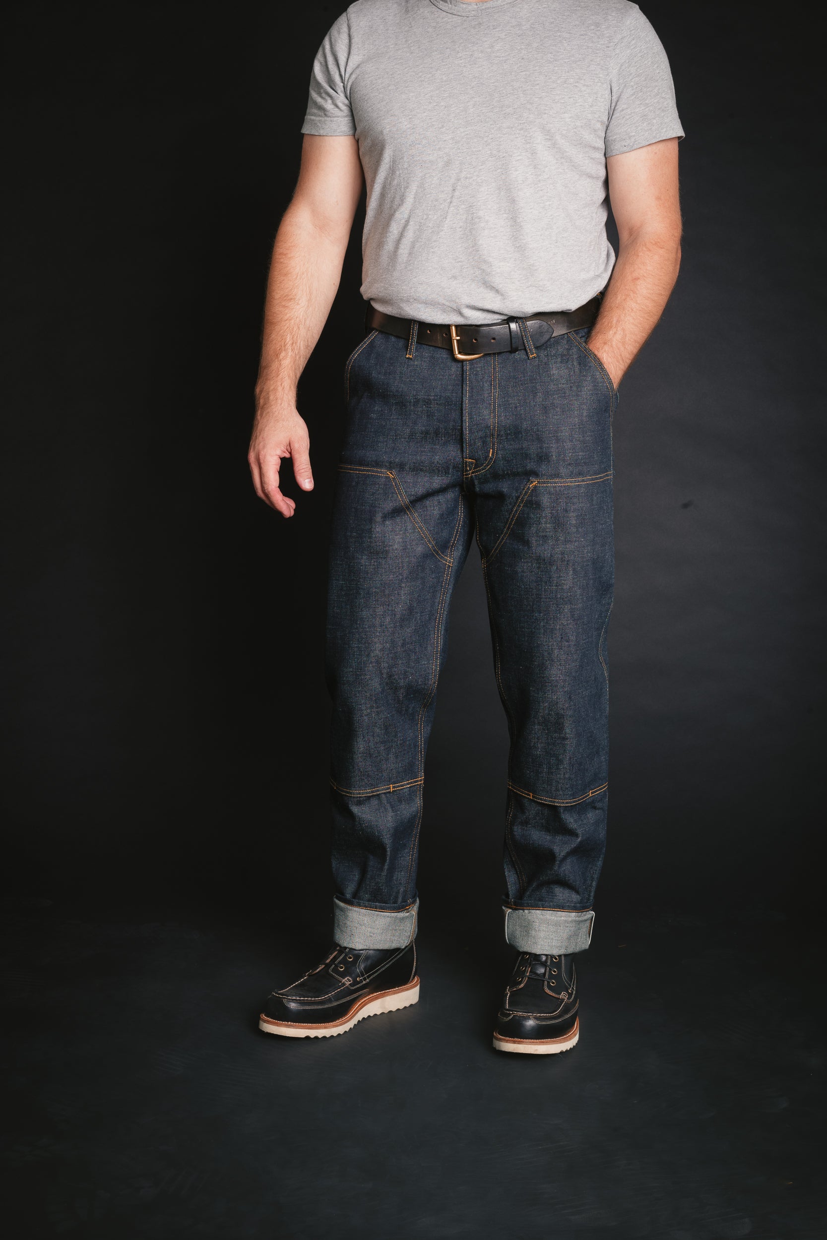 Double Front Work Trouser - 15oz Kuroki Slubdot Indigo - 27 x 36