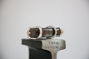 Graphite Alligator Collar with Sterling Silver and Rose Gold Buckle Set