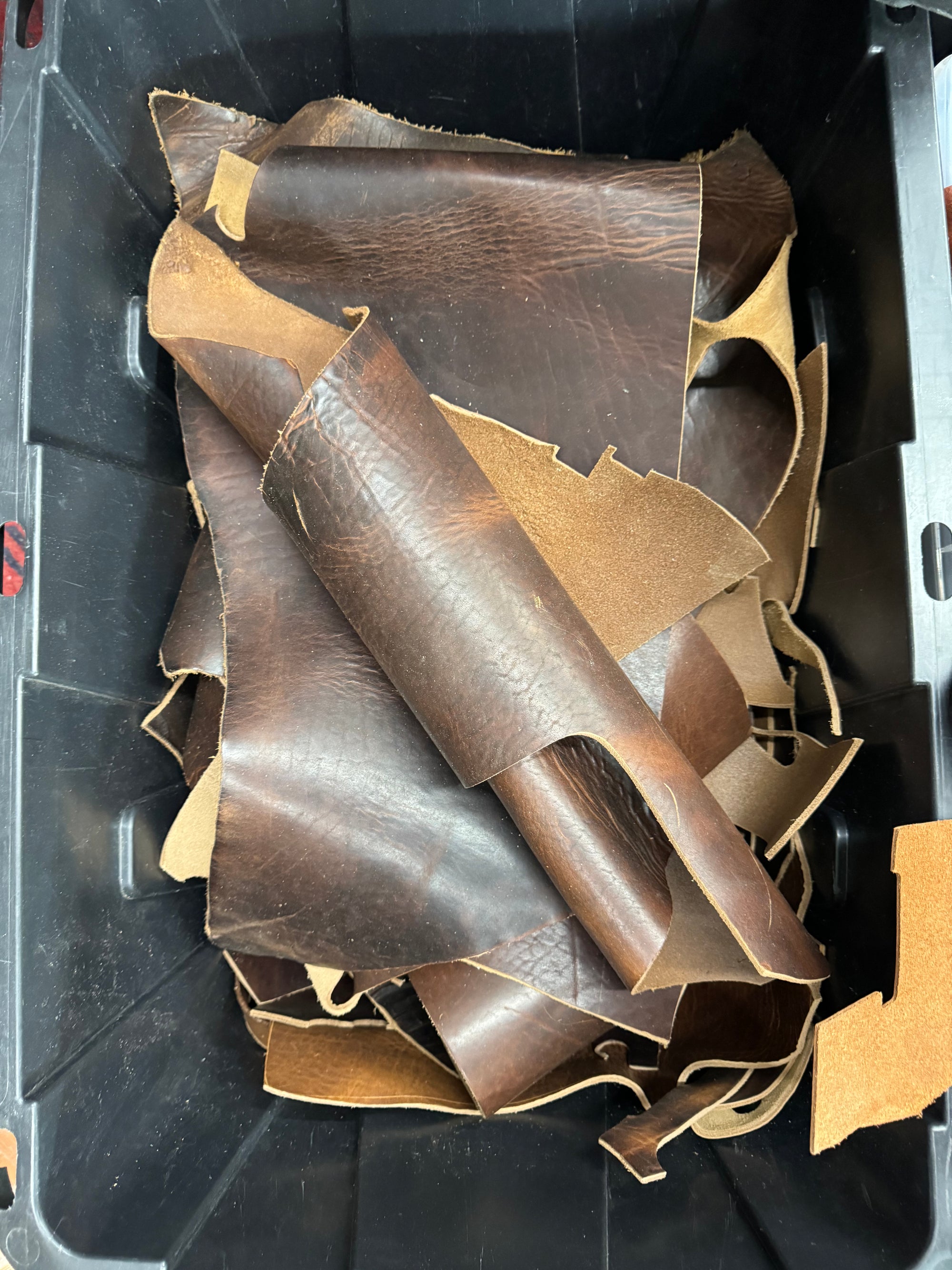 Leather Scraps - 5 lb - HEAVY 9oz Horween Brown Nut Derby  - NO FREE SHIPPING ON THIS ITEM (Copy)