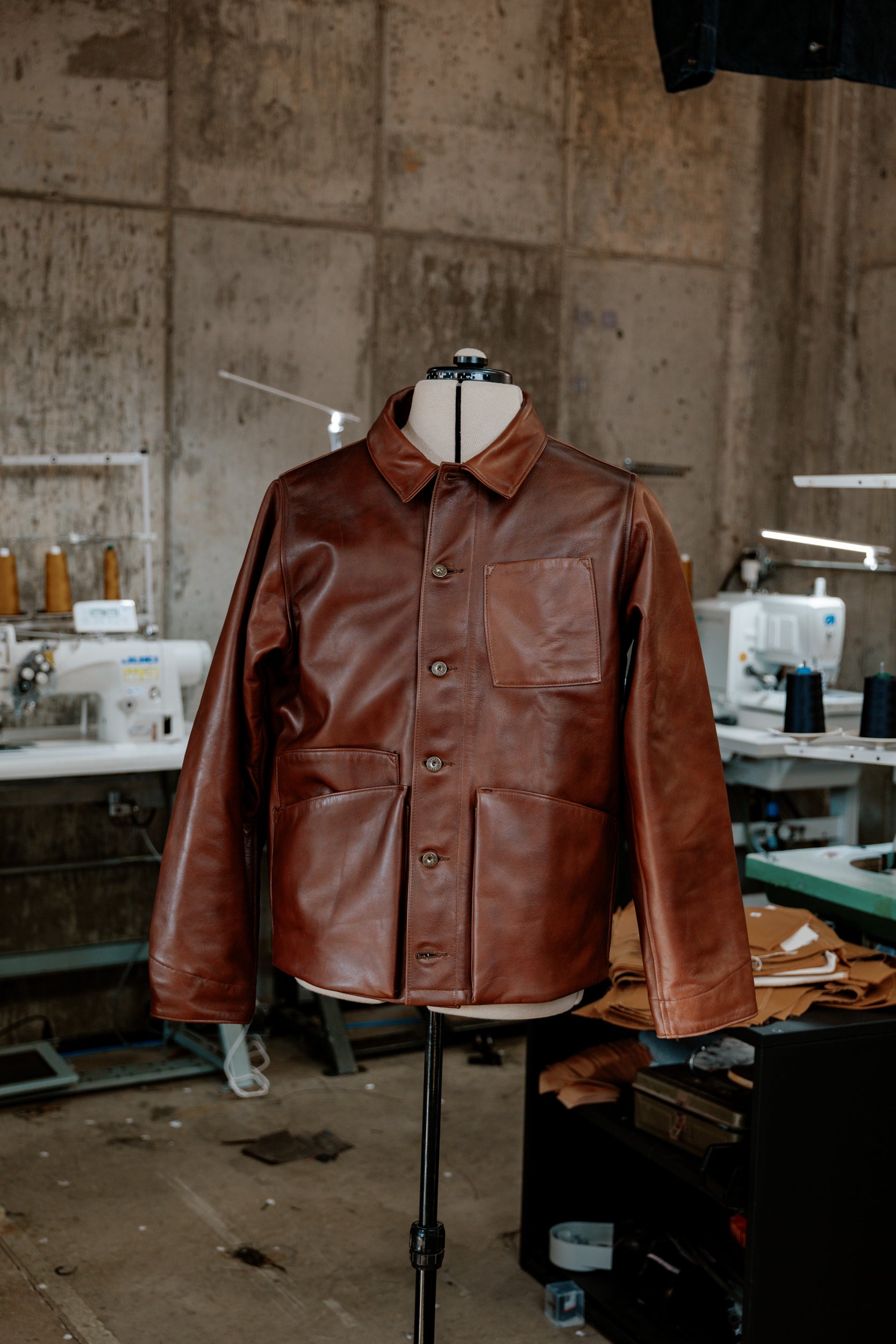Amos Chore Coat - Brown Italian Calfskin - Large
