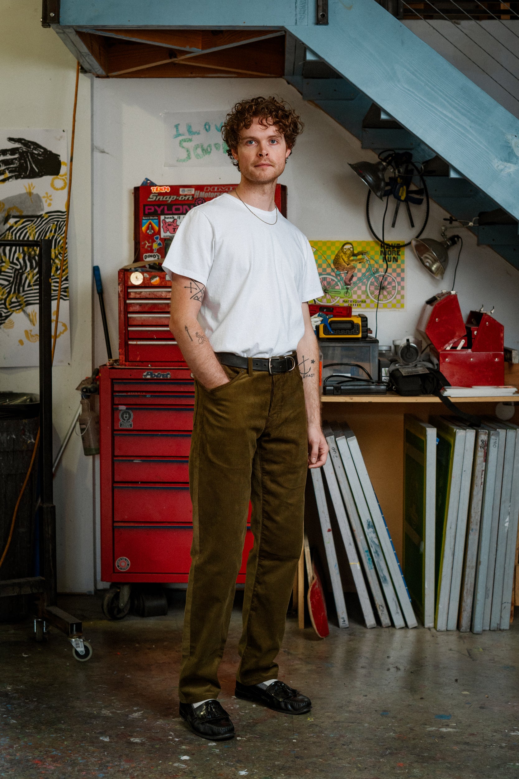 Stratton Straight Fit - Olive Corduroy