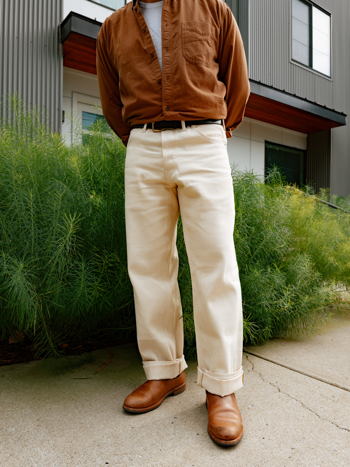 Holden Straight Leg Ecru Selvedge Cotton Tencel