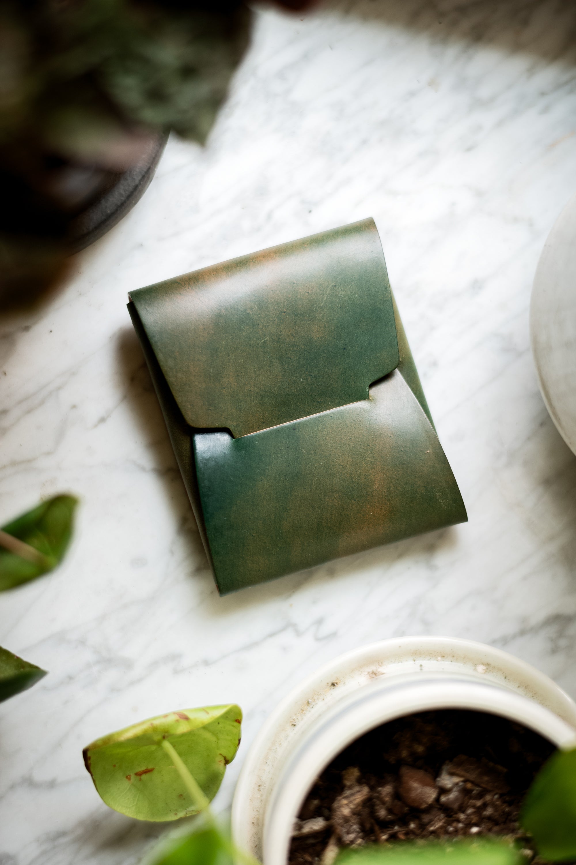 Johnny Wallet - Green Marbled Horween Shell Cordovan