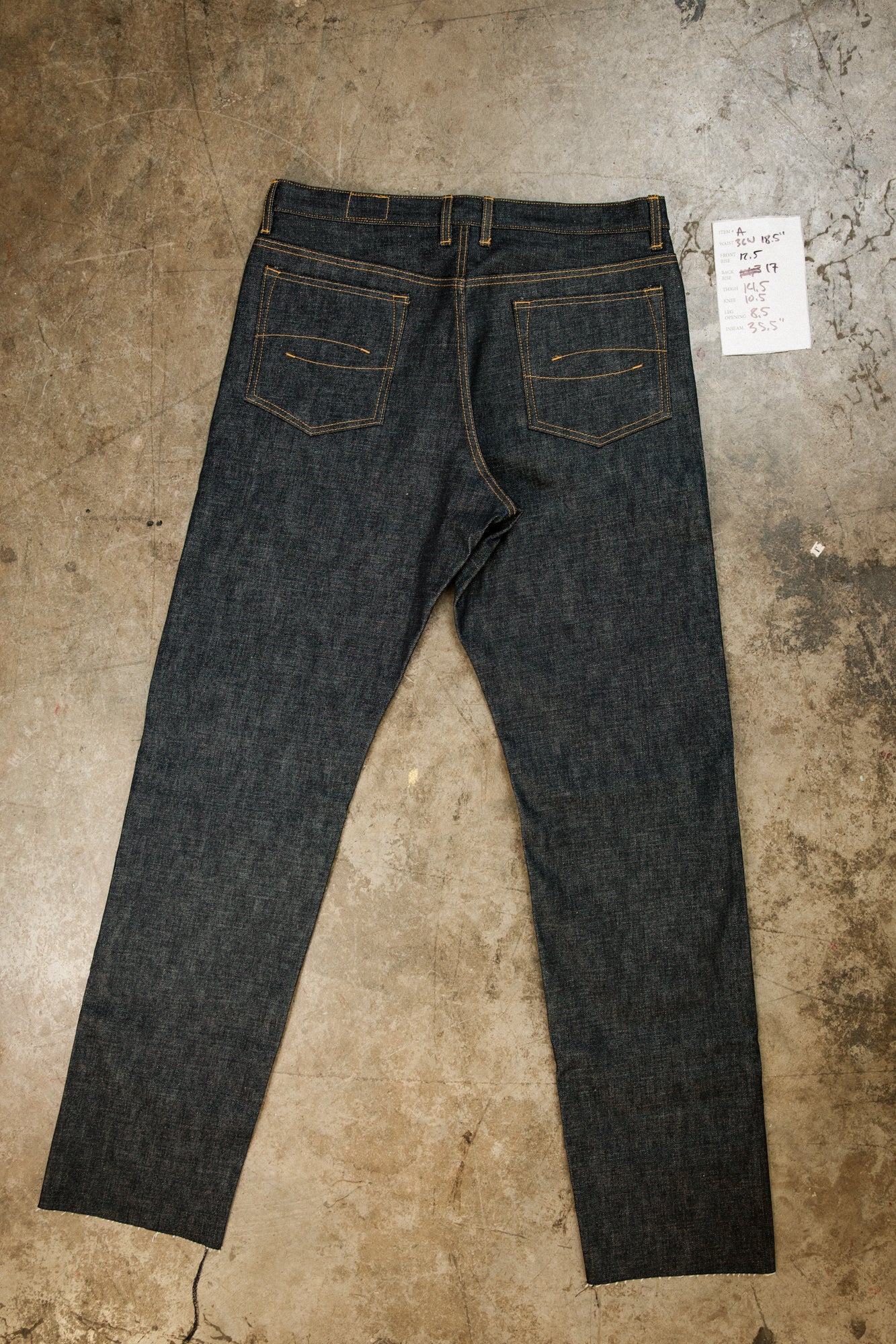 Item A - Straight Leg Jean - 34W x 35.5L - 15oz selvedge denim