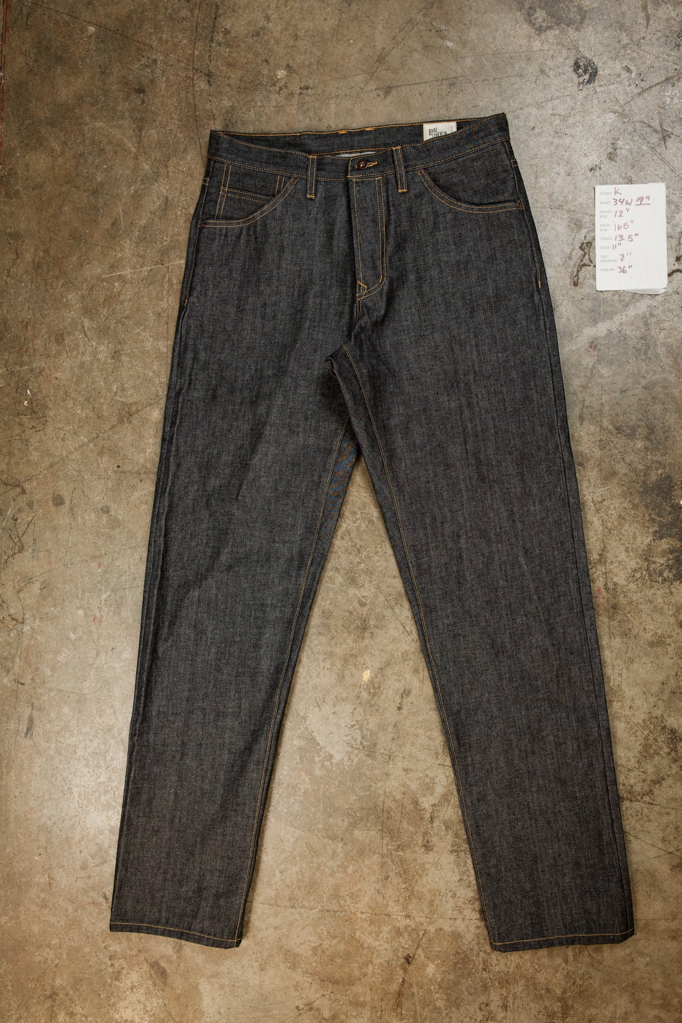 item K - stratton - 34 36 - factory sample 14oz selvedge