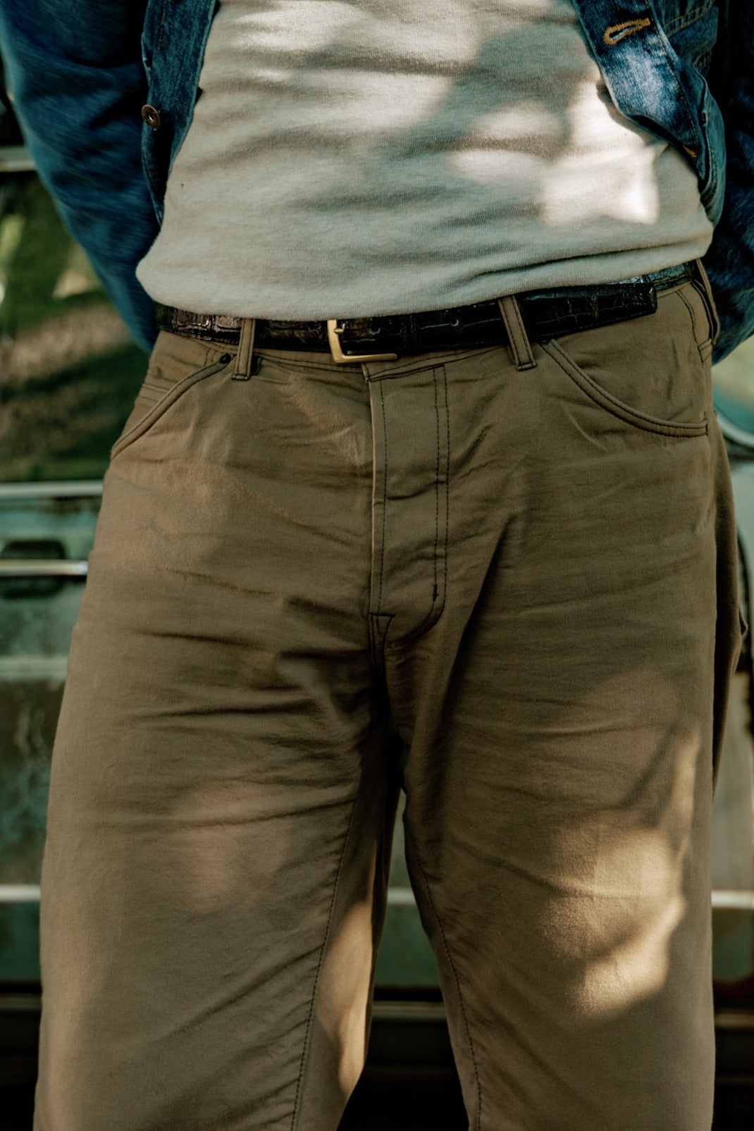 Holden Wide Leg- 11.25oz Rinsed Khaki Selvedge Canvas