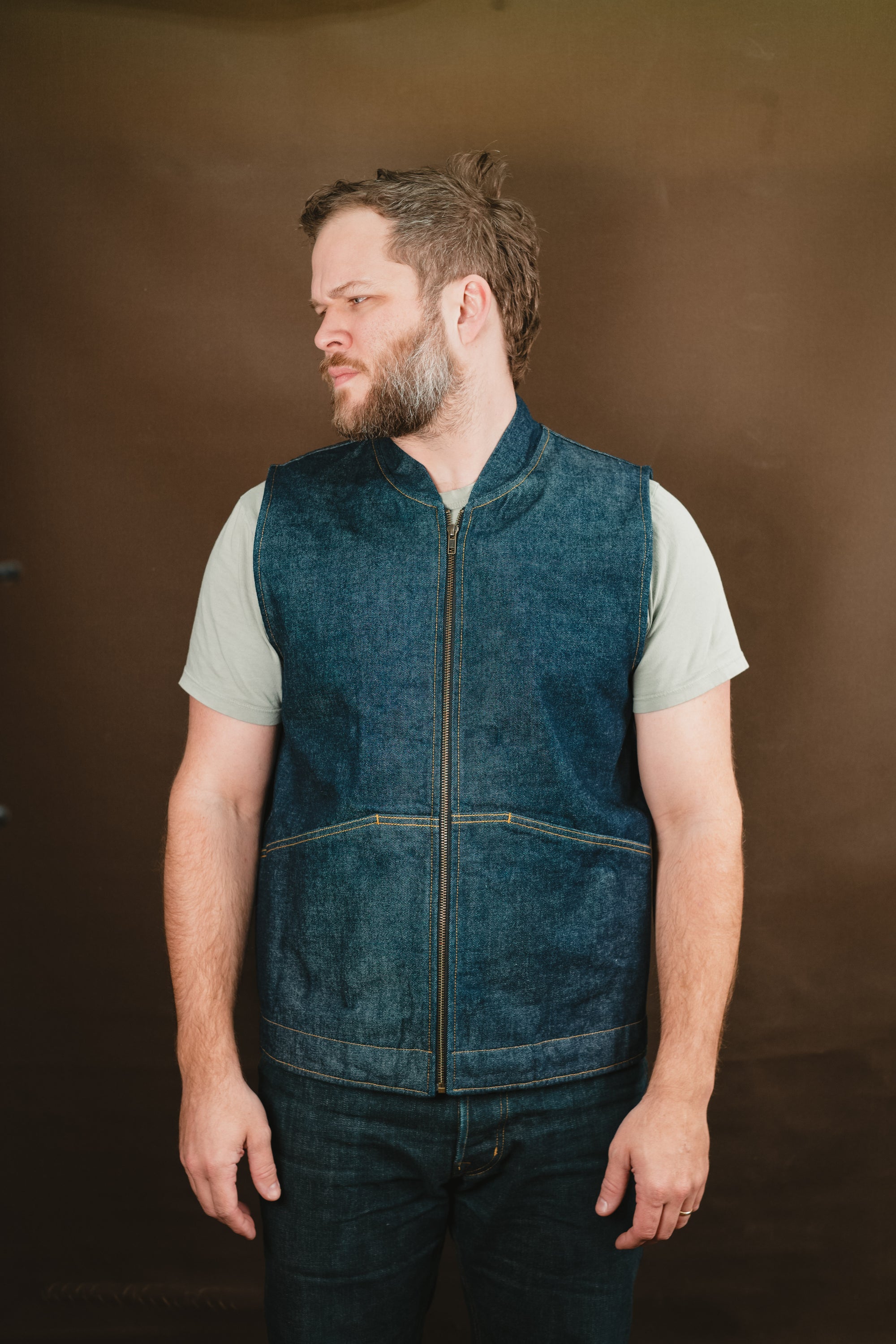 Ansel Vest - Rinsed Vidalia Mills Selvedge Denim - One Off - Large