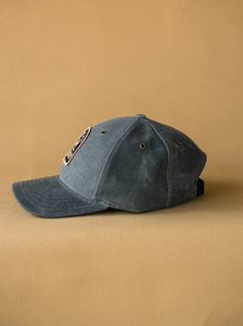 Waxed Canvas Baseball Hat - Charcoal Wolf Patch